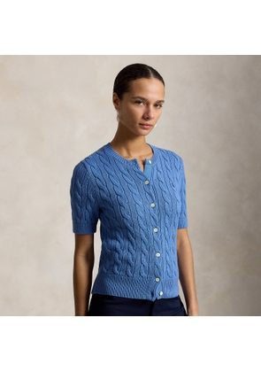 Cable-Knit Cotton Short-Sleeve Cardigan