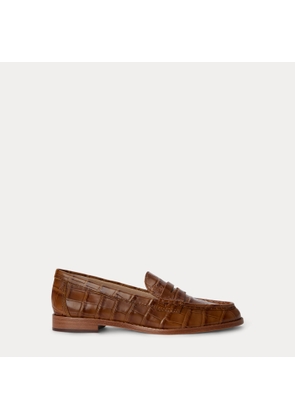 Wynnie Crocodile-Embossed Leather Loafer