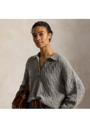 Cable Wool-Cashmere Polo-Collar Jumper