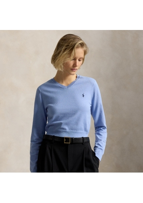 Cotton-Blend Shrunken V-Neck Jumper