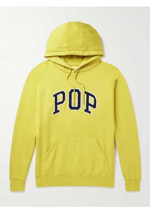 POP TRADING COMPANY - Arch Logo-Appliquéd Cotton-Jersey Hoodie - Men - Yellow - S
