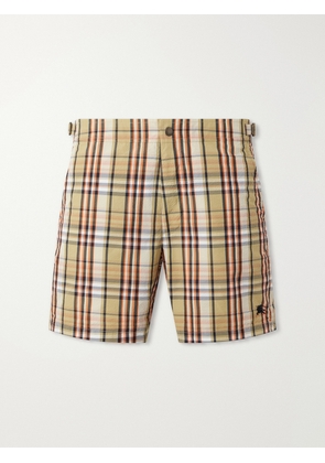 Burberry - Selkirk Checked Crinkled Swim Shorts - Men - Neutrals - S
