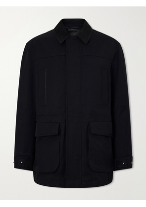 TOM FORD - Suede-Trimmed Cotton-Blend Twill Jacket - Men - Black - IT 48