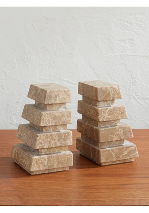 Soho Home - Alderman Emperador Set of Two Marble Bookends - Men - Neutrals