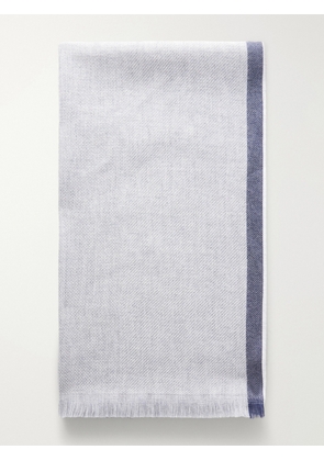Brunello Cucinelli - Fringed Wool and Cashmere-Blend Scarf - Men - Gray