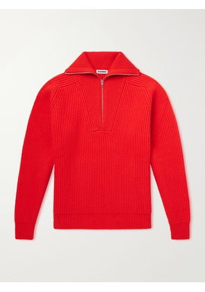 Jil Sander - Ribbed Wool Zip-Up Sweater - Men - Red - IT 46