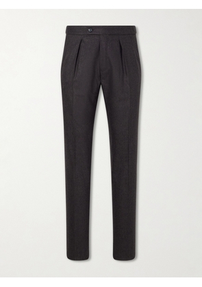 Slowear - Tapered Pleated Wool and Cashmere-Blend Suit Trousers - Men - Brown - IT 46