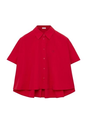 Short-sleeved A-line cotton shirt