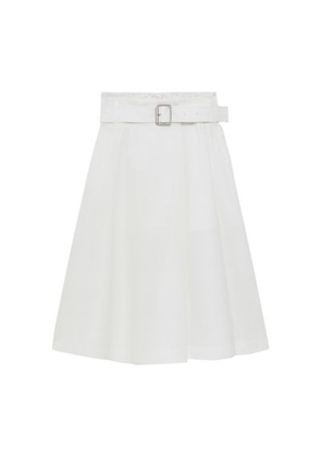 Cotton midi skirt with a belt