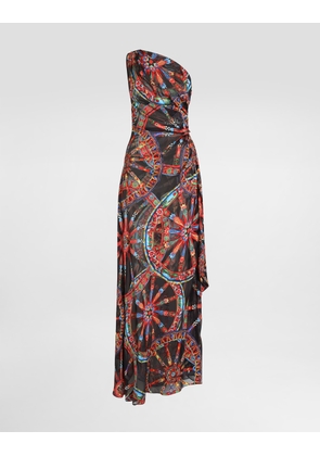 Dolce & Gabbana Carretto-print One-shoulder Twill Dress - Woman Dresses Multicolor 38