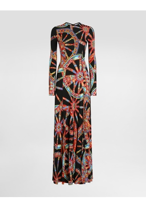 Dolce & Gabbana Carretto-print Long Viscose Jersey Dress - Woman Dresses Multicolor 40