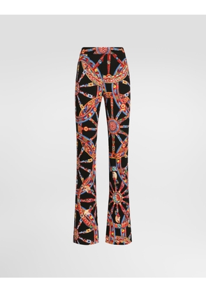 Dolce & Gabbana Carretto-print Viscose Jersey Leggings - Woman Pants And Shorts Multicolor 46
