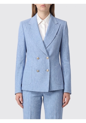 TAGLIATORE Double-Breasted Blazer in Linen and Cotton Blend with Peak Lapels