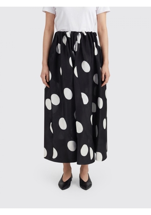KHAITE Polka-Dot Silk A-Line Midi Skirt with Elasticated Waist
