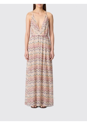 MISSONI Long Jersey Dress with Iconic Multicolor Zig-Zag Pattern