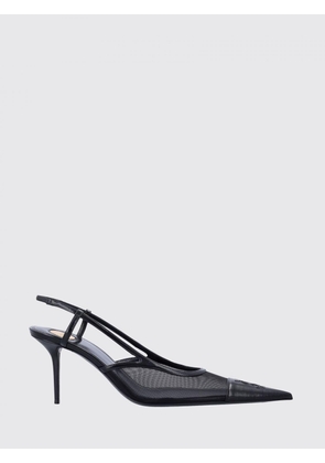 SAINT LAURENT Renée Mid-Heel Leather Slingback Pumps