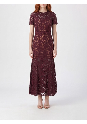 SELF-PORTRAIT A-Line Short-Sleeved Lace Mini Dress with Belt