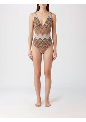 MC2 SAINT BARTH Wave Print Lurex One-Piece Swimsuit with V-Neck