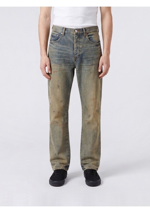 PURPLE P011 Straight-Leg Cotton Denim Jeans with a Worn-Out Effect