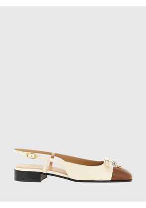 VALENTINO GARAVANI Valet Du Roi Bicolor Leather Slingback Ballet Flats with VLogo