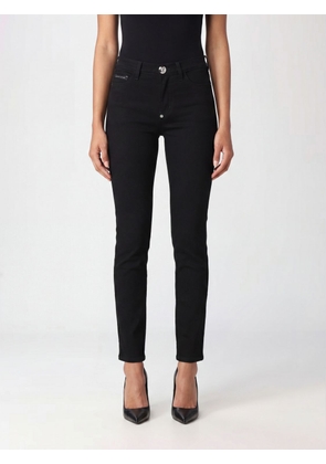 PHILIPP PLEIN Straight Leg Stretch Denim Jeans with Hexagon Logo