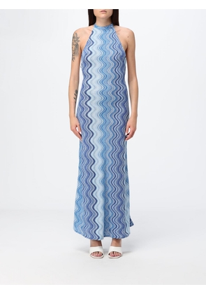 MC2 SAINT BARTH Wave Print Halterneck Jersey Maxi Dress
