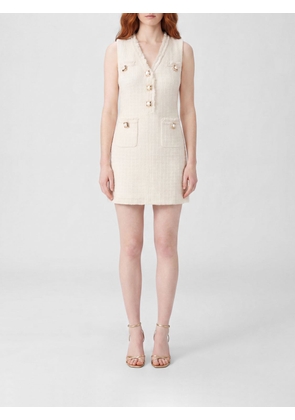 SELF-PORTRAIT Off-the-Shoulder V-Neck Tweed Midi Cocktail Dress