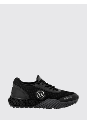 PHILIPP PLEIN Hexagon Runner Low-Top Sneakers in Leather and Knit with Monogram