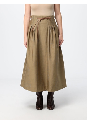 MAX MARA A-Line High-Waisted Midi Cotton Skirt with Drawstring