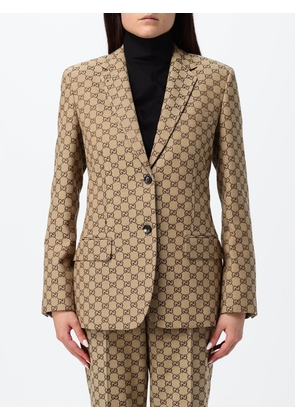 GUCCI Single-Breasted Slim Fit Blazer in Cotton-Blend with GG Monogram