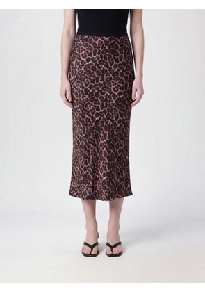 ANINE BING Animal Print Satin Midi Pencil Skirt with High Waist