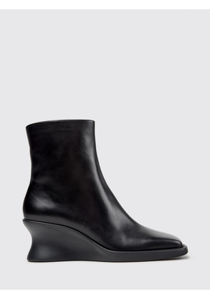 CAMPER Louise Smooth Leather Wedge Ankle Boots with Squared Toe