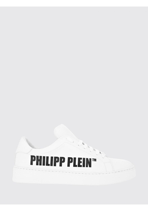 PHILIPP PLEIN Low-Top Lace-Up Sneakers in Smooth Leather with Printed Logo