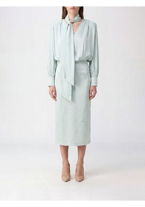 ROTATE Recycled Satin Midi Sheath Dress with Scarf Neck