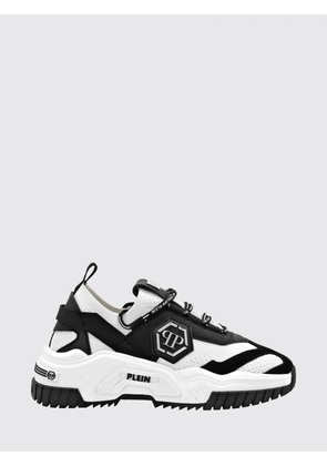 PHILIPP PLEIN Low-Top Sneakers in Knit with Bicolour Monogram and Serrated Sole