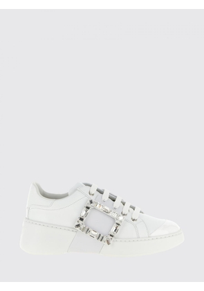 ROGER VIVIER Viv' Skate Leather Sneakers with Jewel Buckle