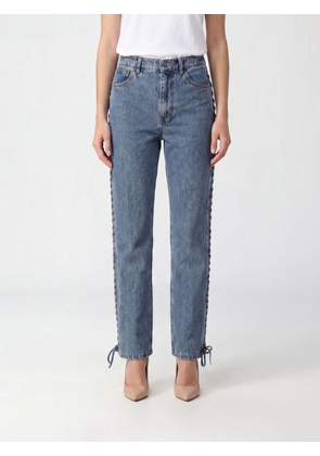 ROTATE High-Waisted Straight Jeans in Denim with Woven Straps