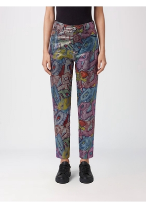 PHILIPP PLEIN High-Waisted Straight Jeans in Denim with Embroidery and Rhinestones