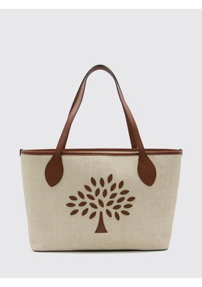 MULBERRY Tote Bag with Graphic Print and Contrast Trims in Leather and Cotton