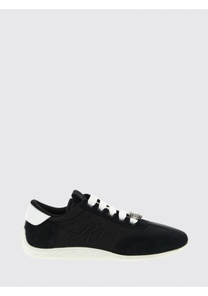 ROGER VIVIER Viv Low Leather and Fabric Sneakers with Jewel Buckle
