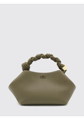 GANNI Recycled Leather Handbag with Woven Handle and Butterfly Logo