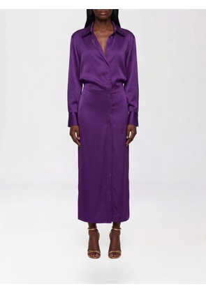 THE ATTICO Midi Chemisier Dress in a Viscose Blend with an Off-Center Closure