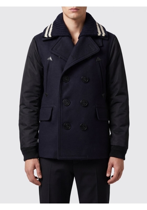 DSQUARED2 Double-Breasted Wool Blend Peacoat with Ribbed Lapel Collar