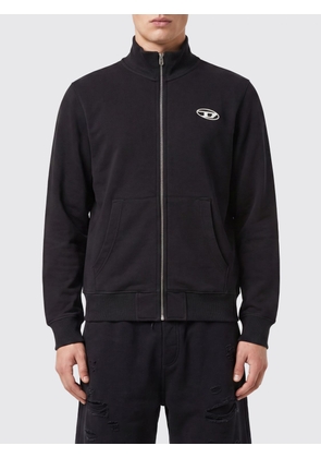 DIESEL High-Neck Zip-Up Cotton Sweatshirt with Contrast Oval D Logo