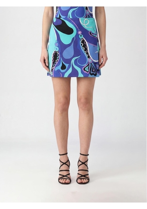 PUCCI Abstract Print Silk Pencil Mini Skirt with Contrast Logo