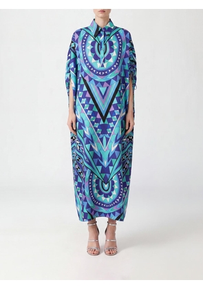 PUCCI Geometric Print Silk Midi Chemisier Dress with Classic Collar