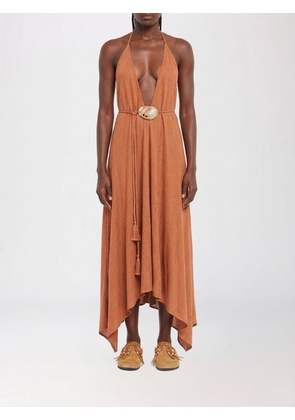 ALANUI Mermaid Inside Linen Midi Dress with Halter Neck and Asymmetric Hem