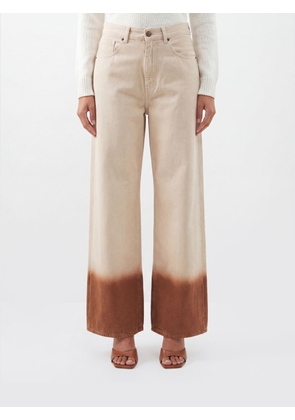 ALANUI High-Waisted Wide-Leg Jeans with Bicolour Abstract Print