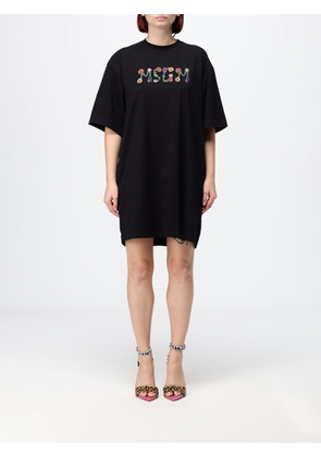 MSGM Cotton Mini T-Shirt Dress with Contrast Logo and Dropped Shoulders