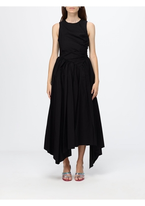 MSGM Asymmetric Off-the-Shoulder Cotton Midi Dress with a Crew Neck